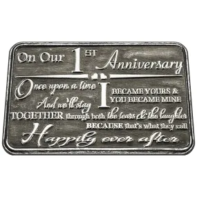 1st Anniversary Sentimental Metal Wallet or Purse Keepsake Card Gift - Cute Gift Set From Husband Wife Boyfriend Girlfriend Partner