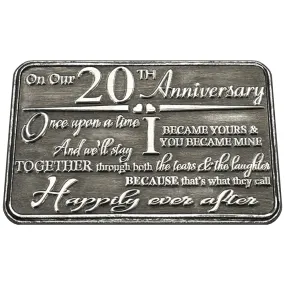 20th Twentieth Anniversary Sentimental Metal Wallet or Purse Keepsake Card Gift - Cute Gift Set From Husband Wife Boyfriend Girlfriend Partner