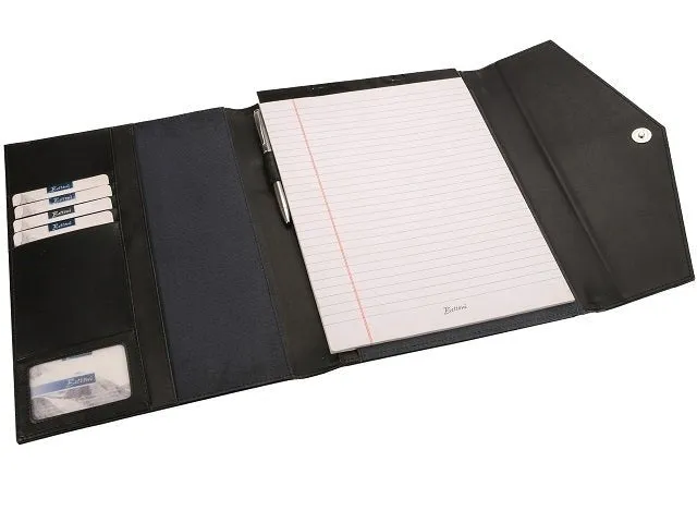 Adpel Ascot Leather A4 Stanford Tri Fold Folder | Black