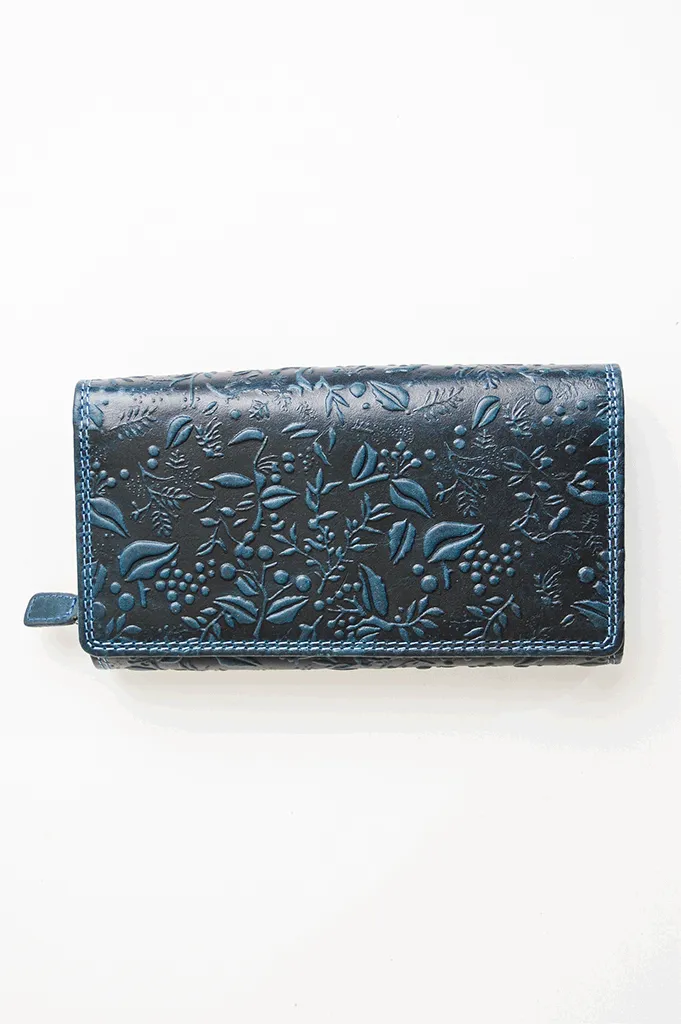 Adrian Klis 100 Flower Wallet, Blue, Leather