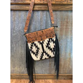 American Darling Black & White Tooled Purse