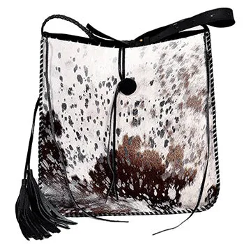 American Darling Black And White Metallic Hide Purse