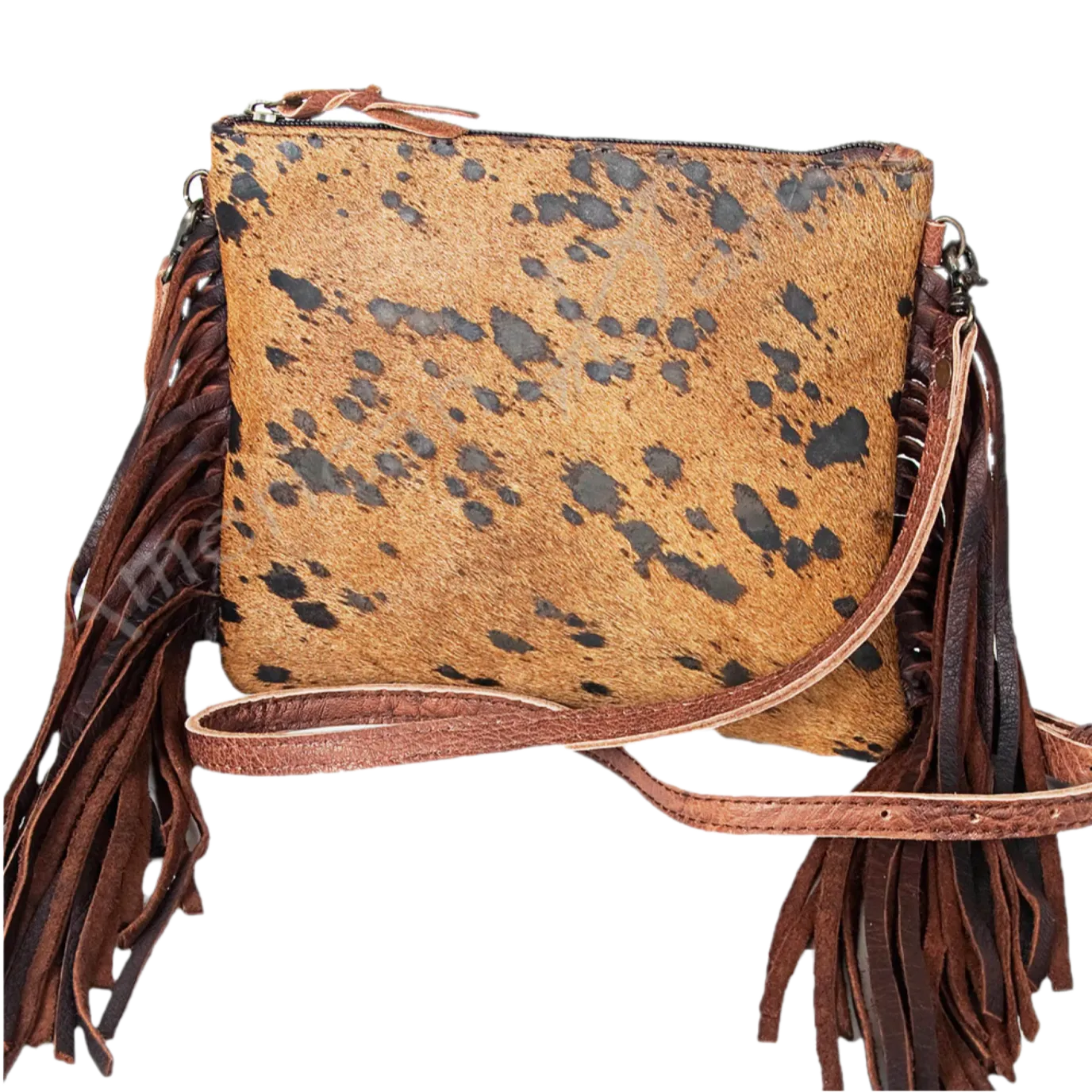 American Darling Brown & Black Cowhide w/Fringe Bag ADBG109BRAC1FRNG