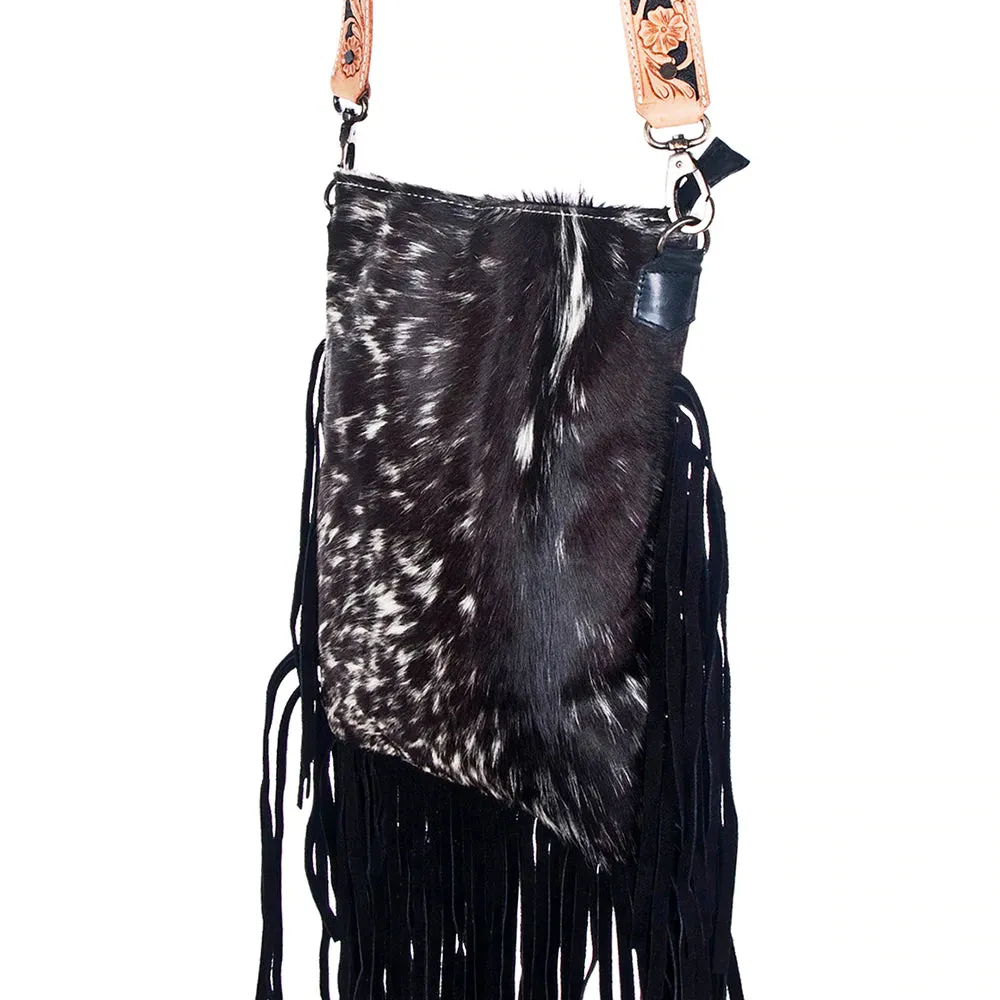 American Darling Conceal Carry Black Hide Fringe Crossbody