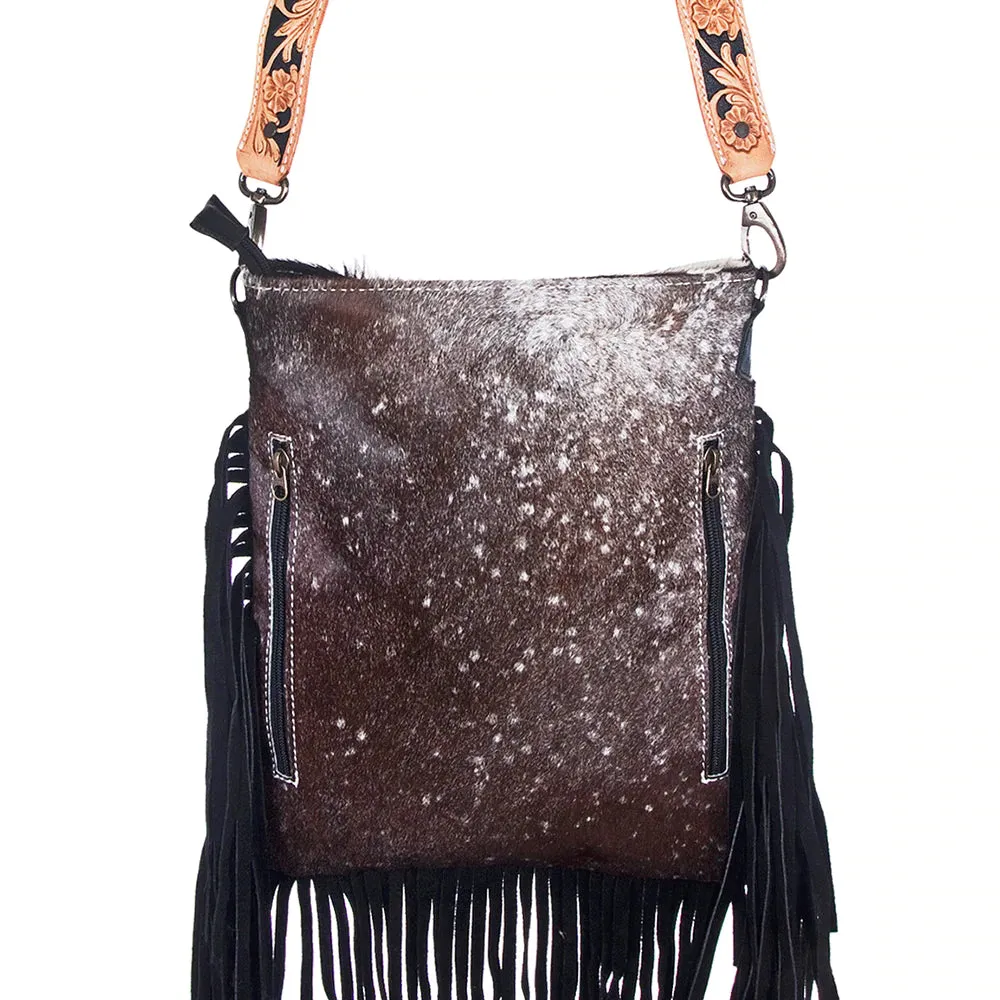 American Darling Conceal Carry Black Hide Fringe Crossbody