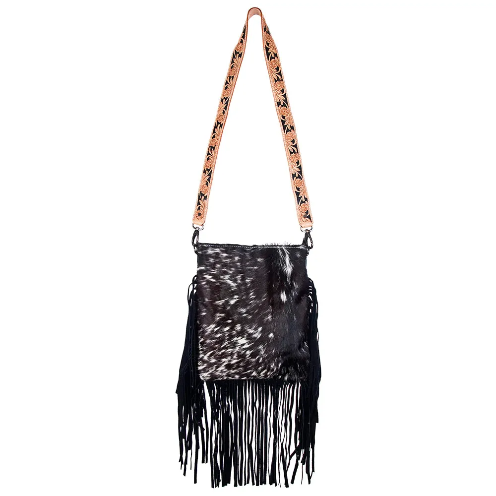 American Darling Conceal Carry Black Hide Fringe Crossbody