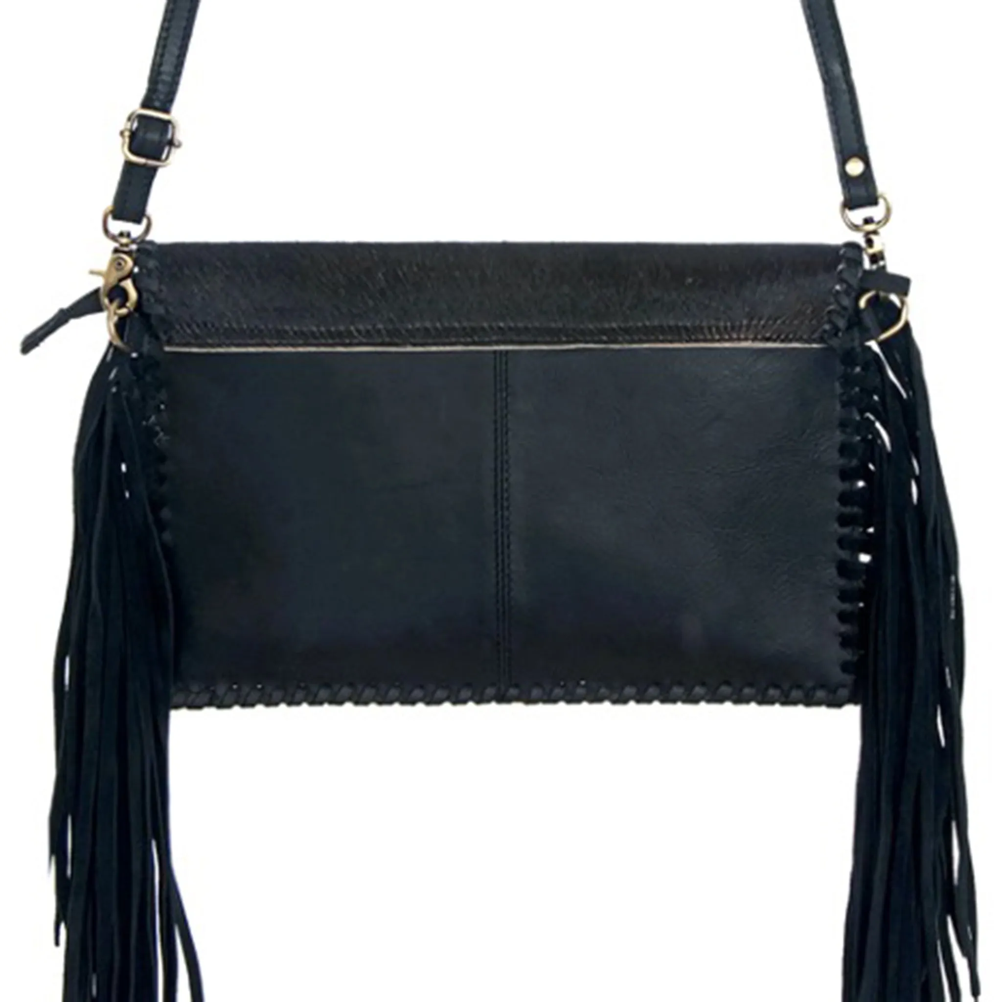 American Darling Cowhide Cross Fringe Clutch