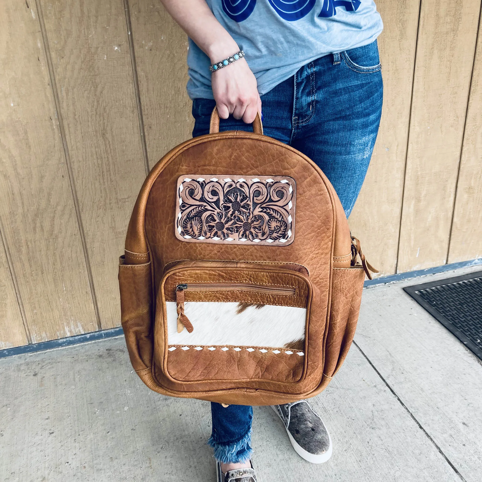 American Darling Leather/Cowhide Back Pack