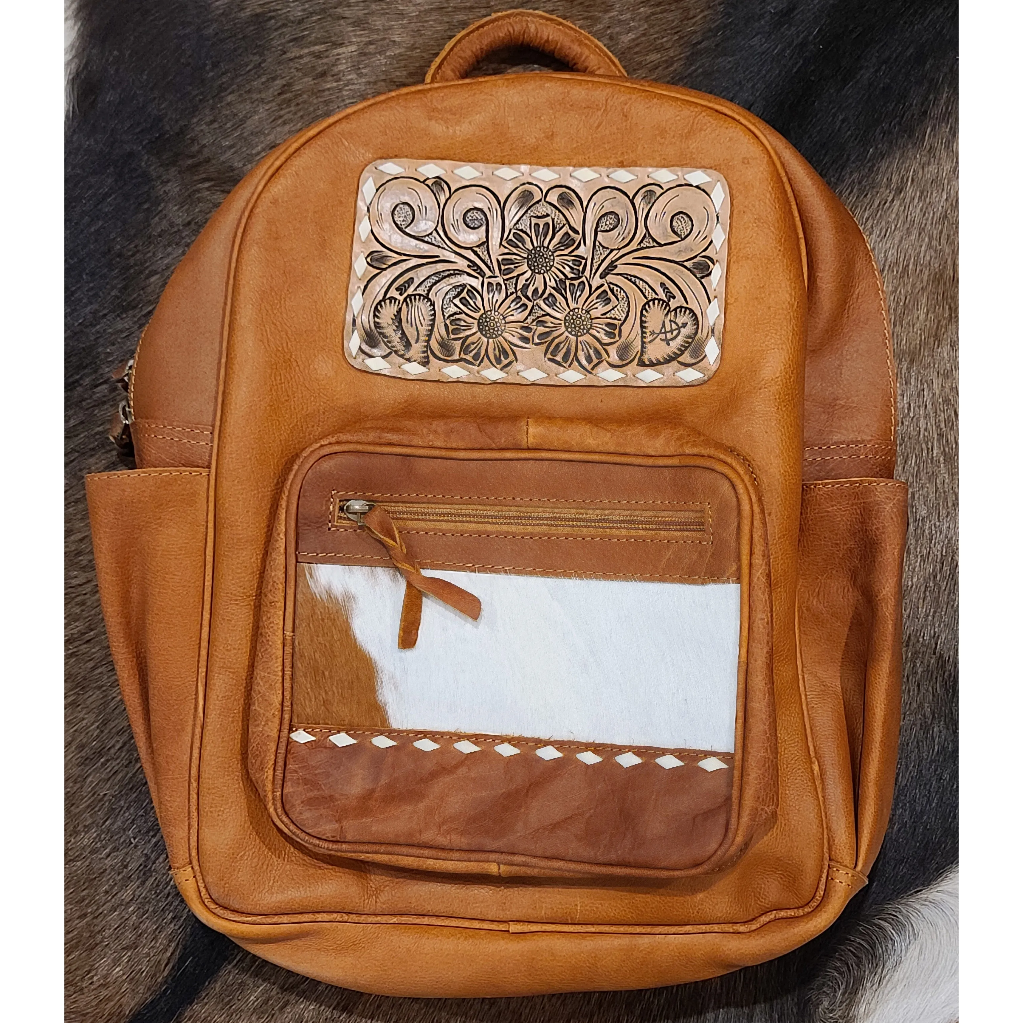 American Darling Leather/Cowhide Back Pack