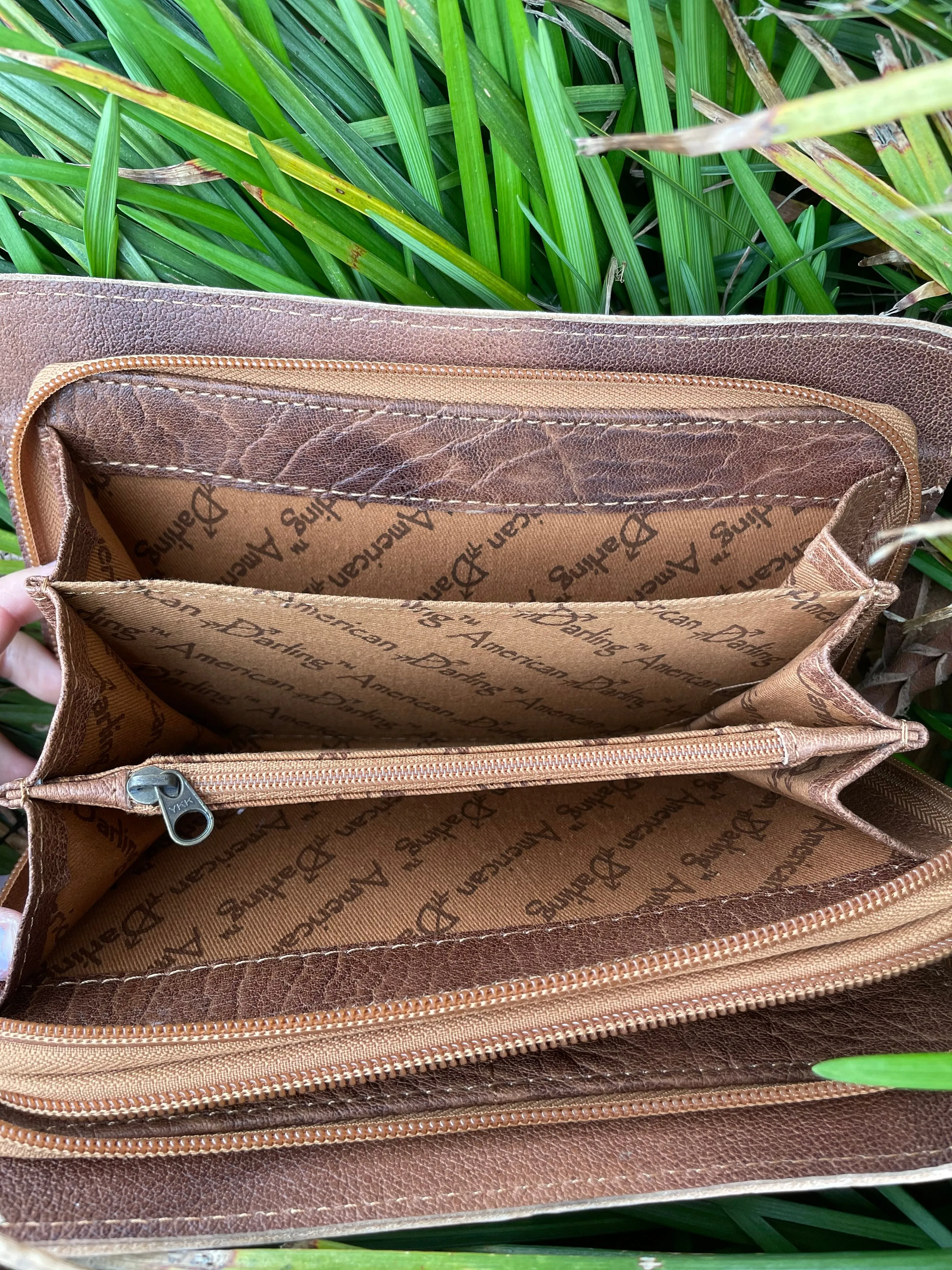 American Darling Sunflower Tooled Clutch