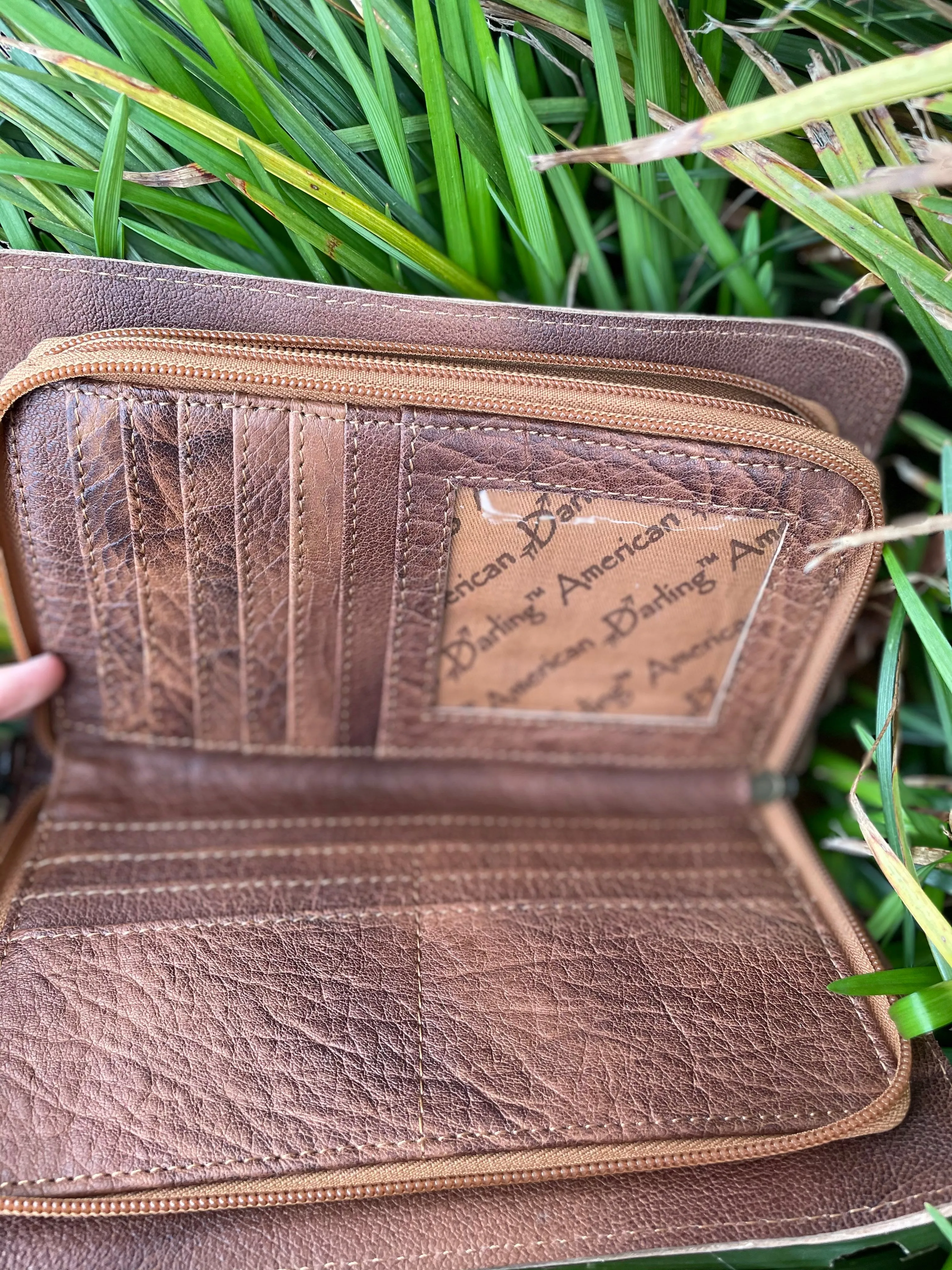 American Darling Sunflower Tooled Clutch