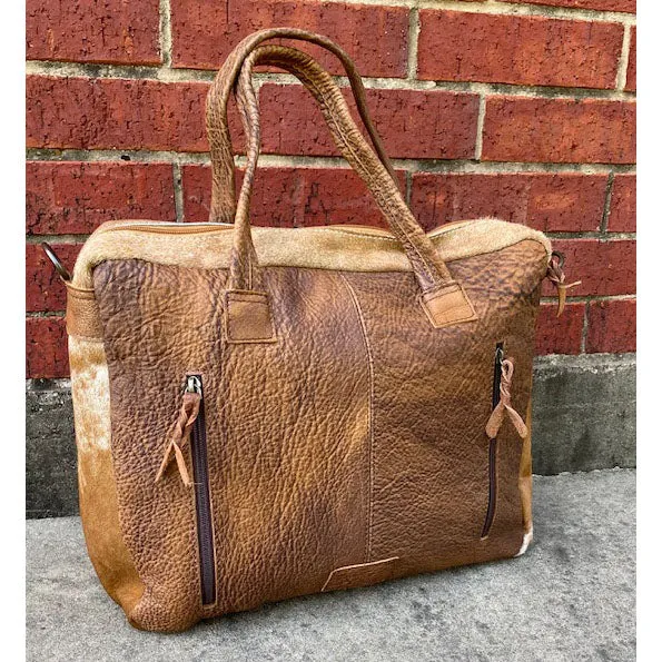 American Darling Tan Cowhide Bomber Duffel