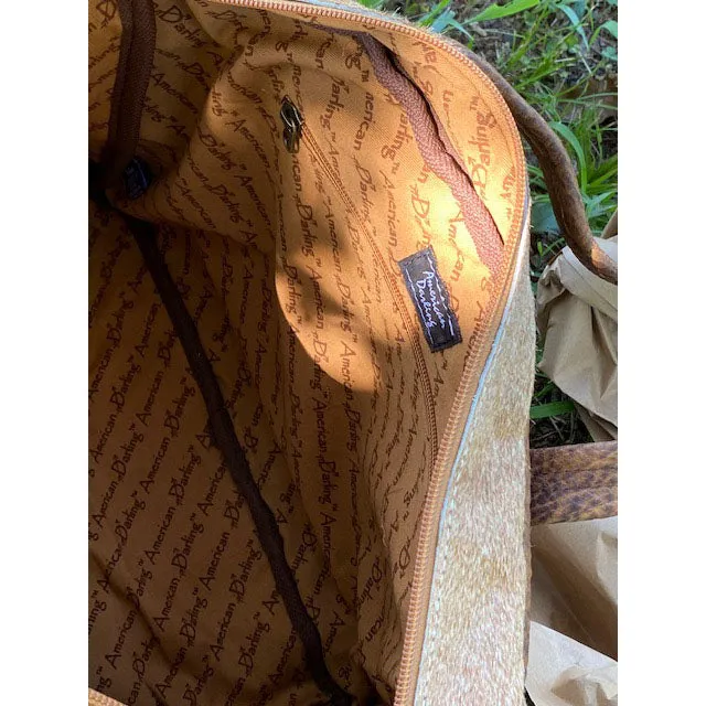 American Darling Tan Cowhide Bomber Duffel