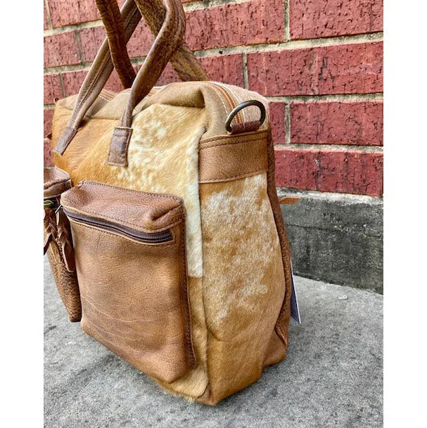 American Darling Tan Cowhide Bomber Duffel