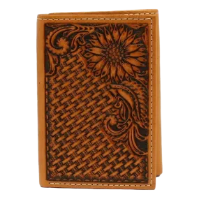 Basketweave Sunflower Trifold Wallet