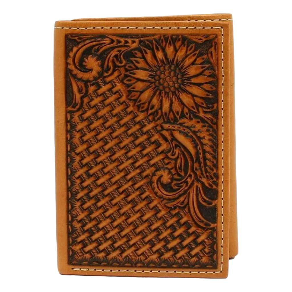 Basketweave Sunflower Trifold Wallet