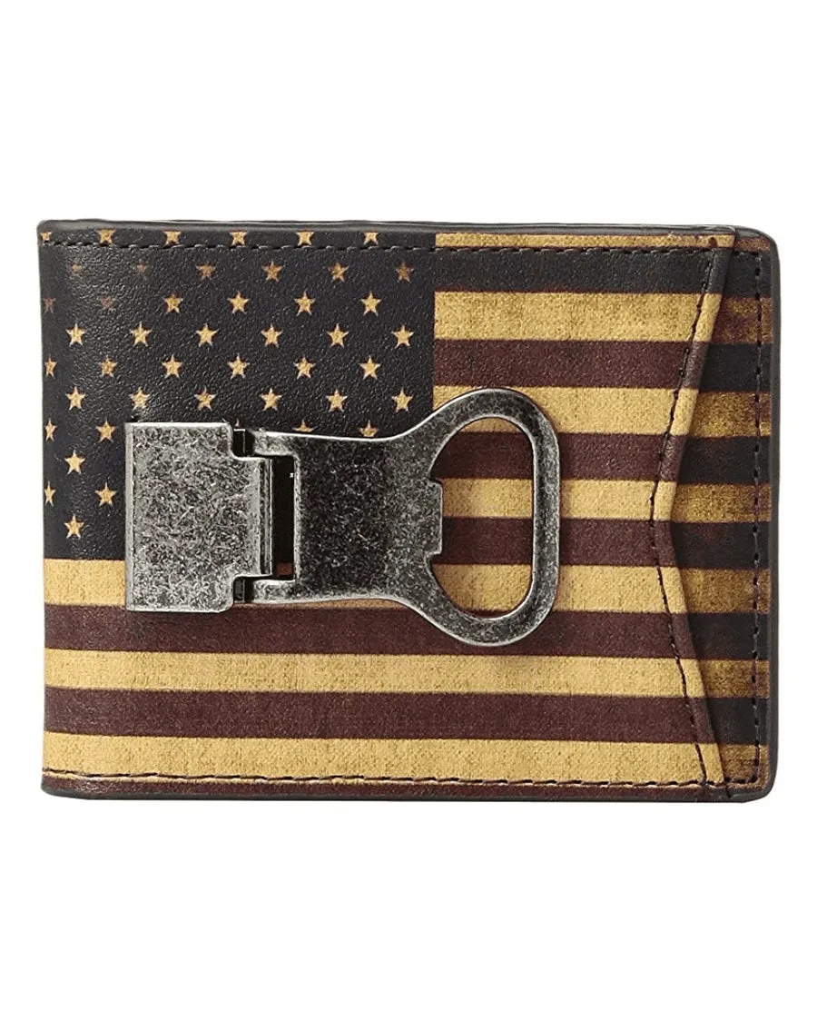 Bi-Fold Vintage American Flag Rodeo Money Clip Wallet