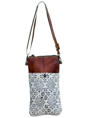 Black and White Canvas Pattern Shoulder Bag