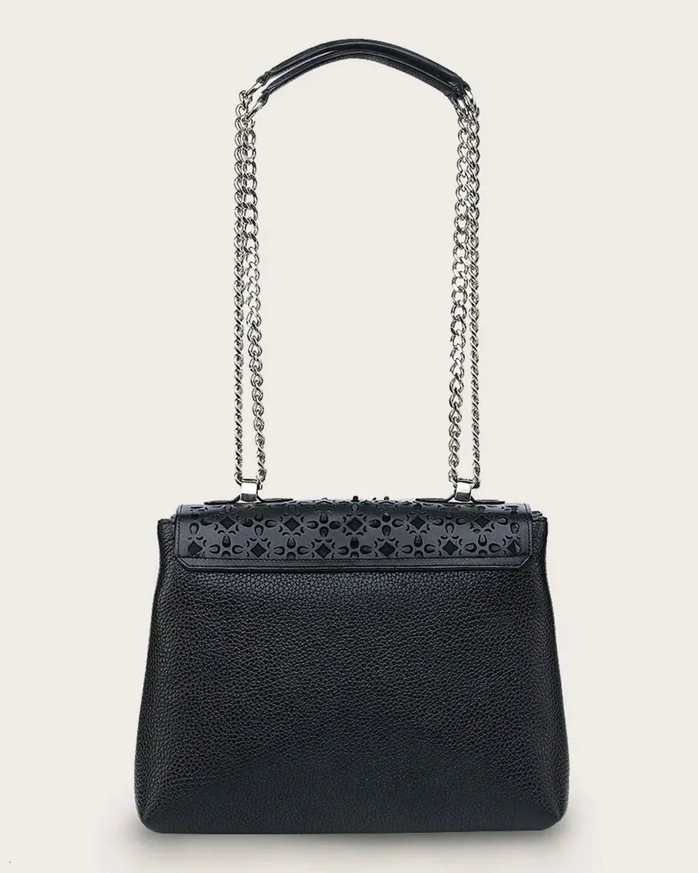 Black bovine shoulder handbag