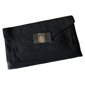 Black Cordé Style Envelope Handbag with Lucite Folding Clasp circa 1940s