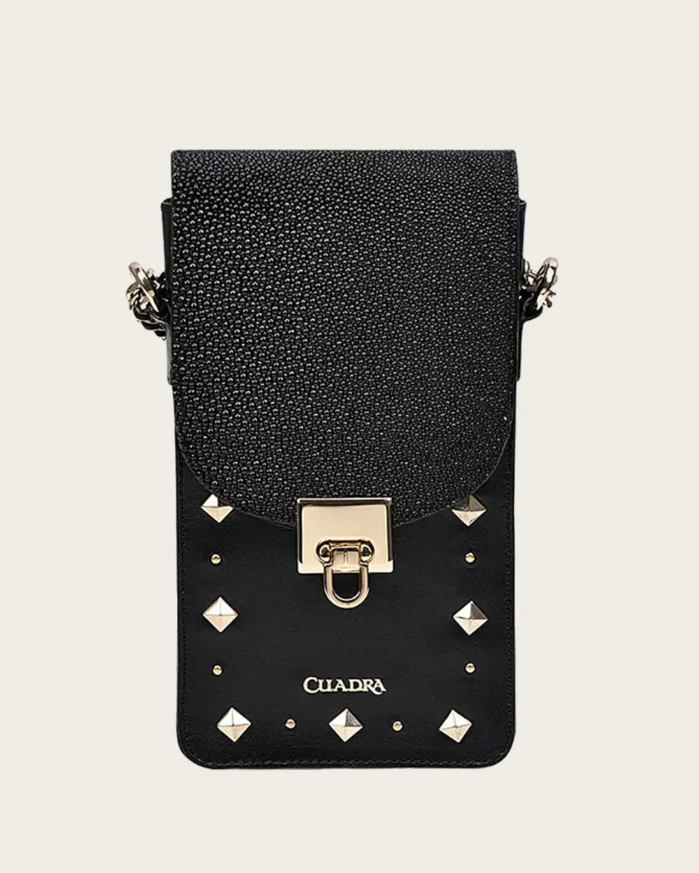 Black exotic cell phone crossbody handbag