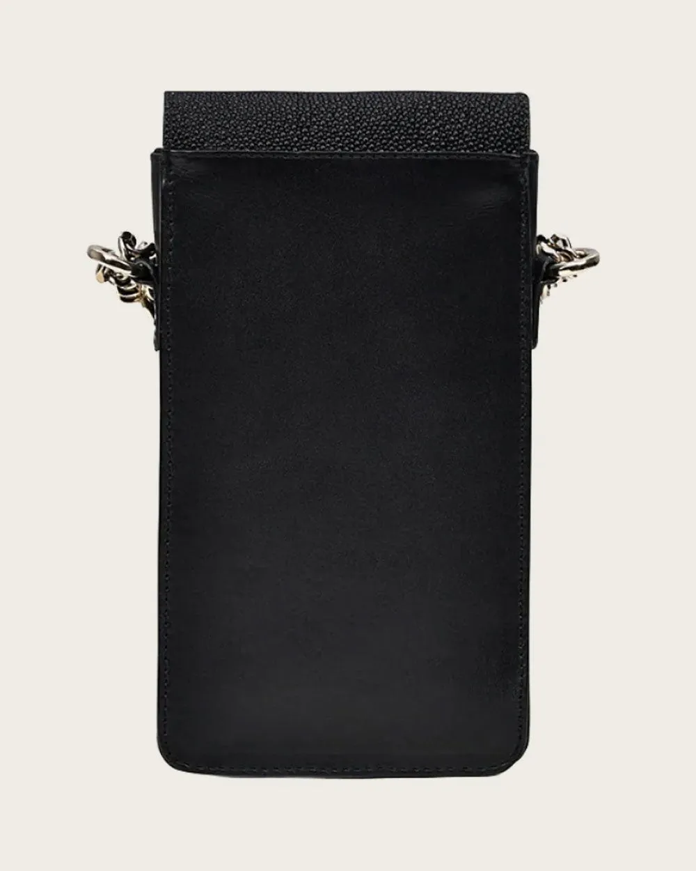 Black exotic cell phone crossbody handbag