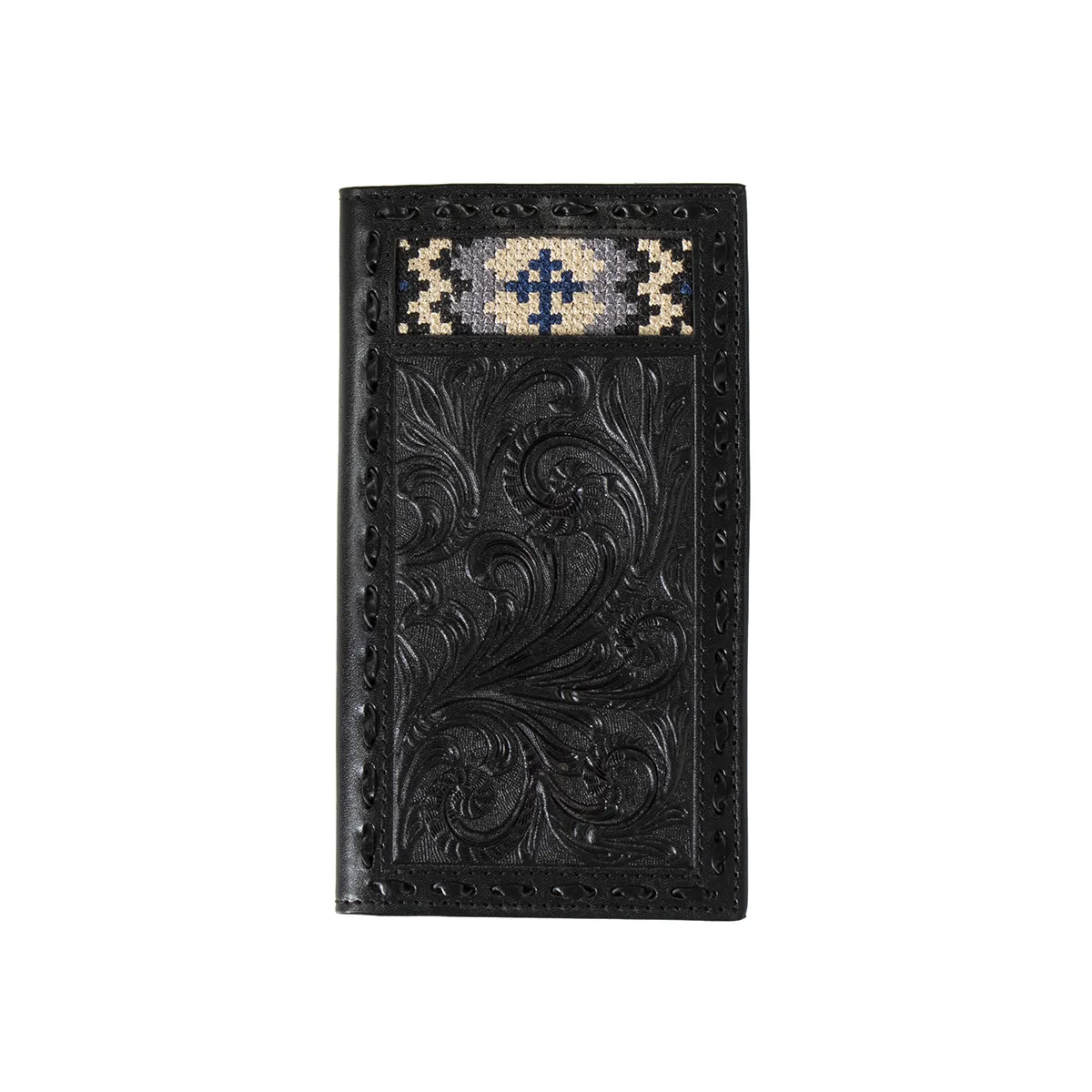 Black Leather Cross Inlay Checkbook