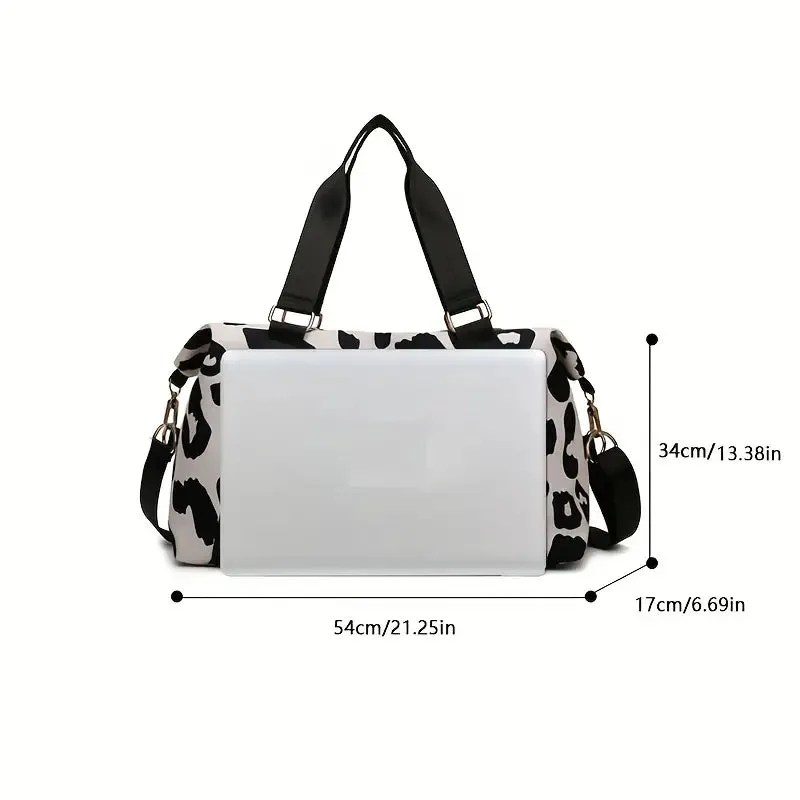 Black Leopard Duffle Bag for Women