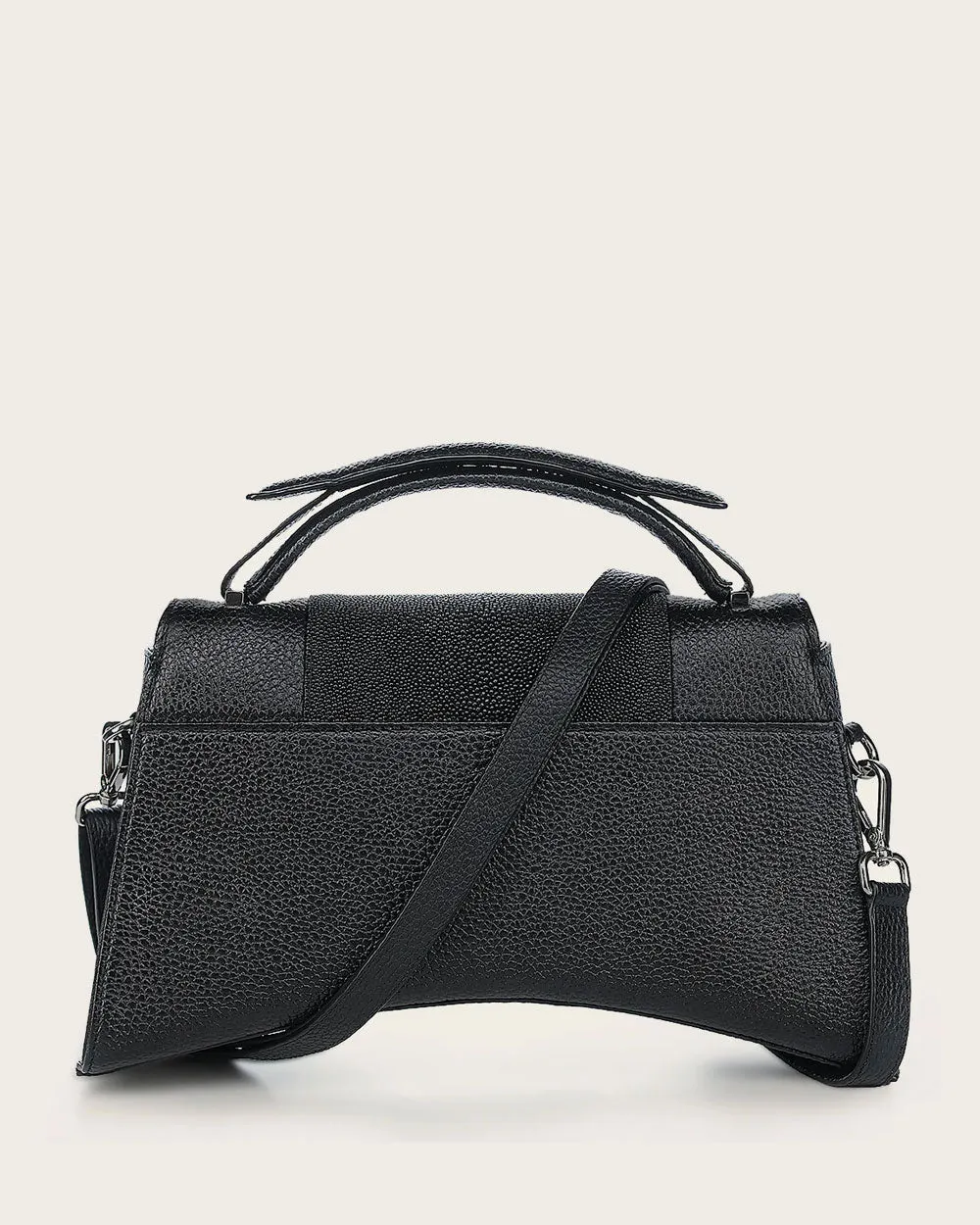 Black stingray top handle handbag