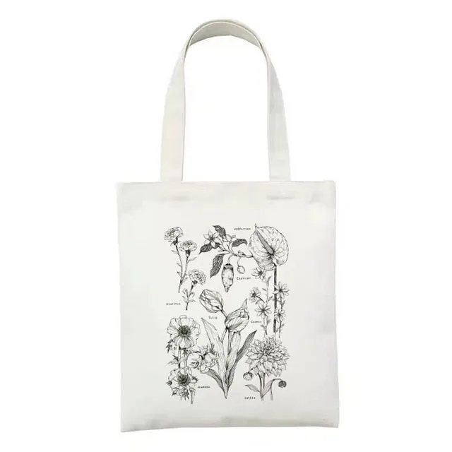 Botanical Nature Canvas Tote Bag