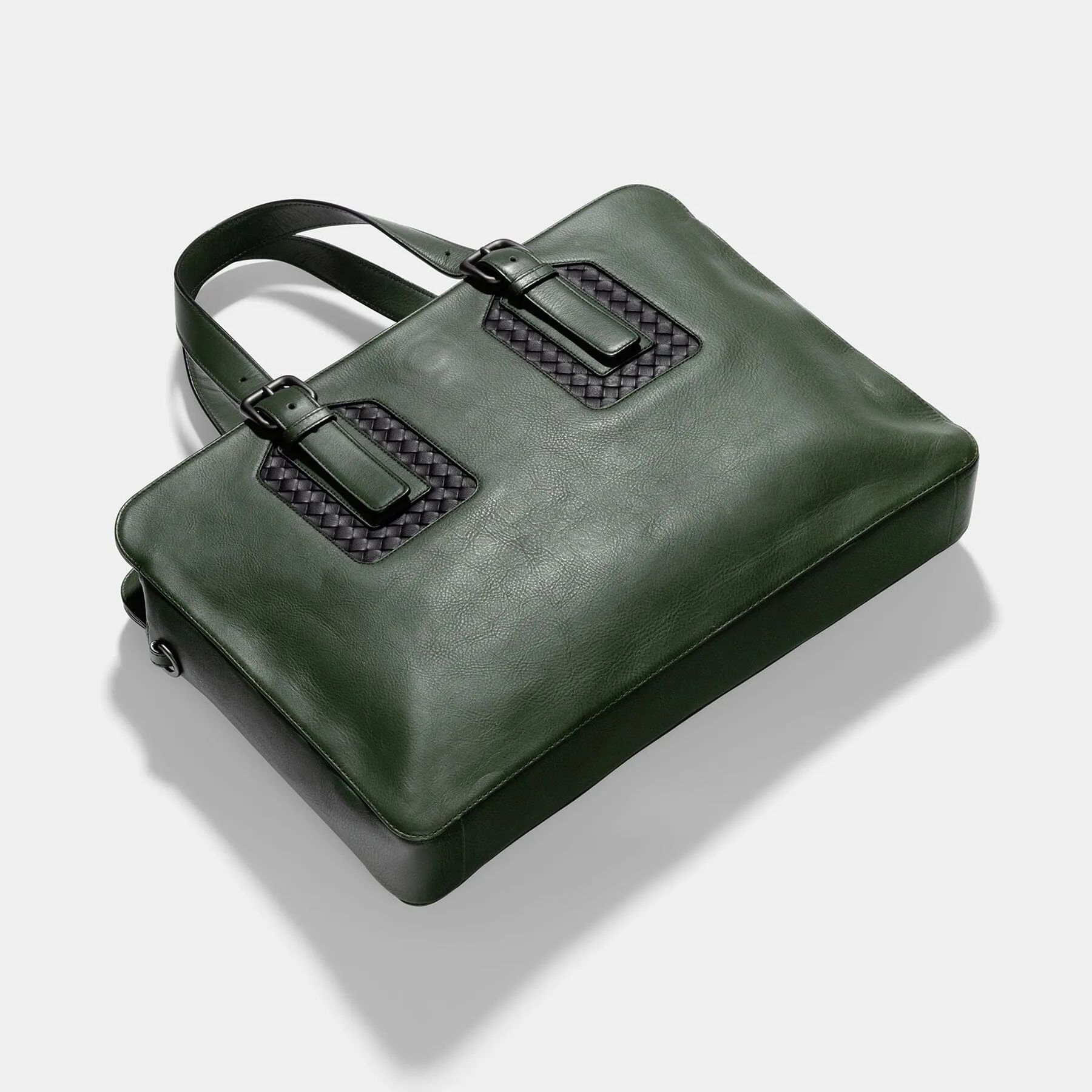 Bottega Veneta Olive Green Intrecciato Business Bag