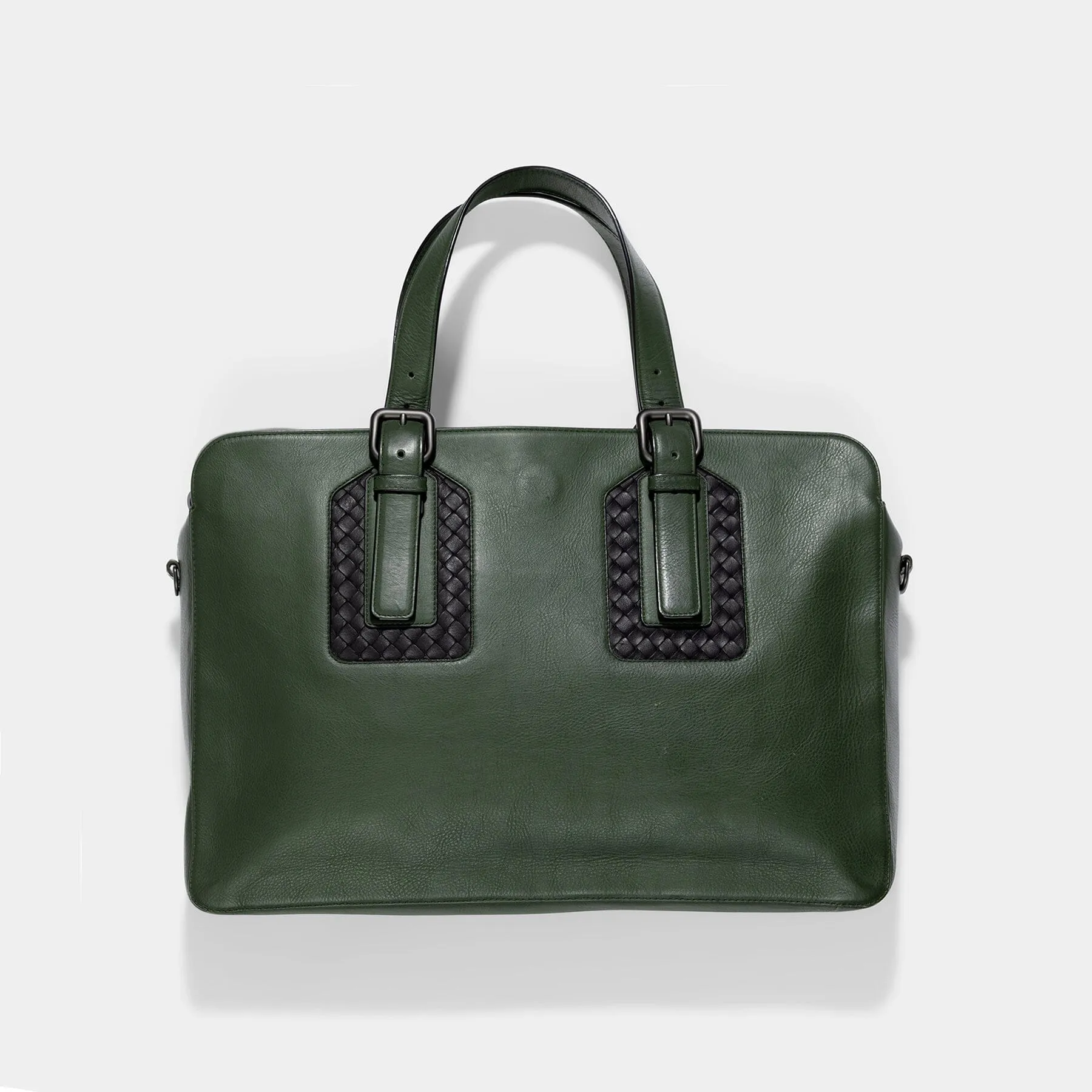 Bottega Veneta Olive Green Intrecciato Business Bag