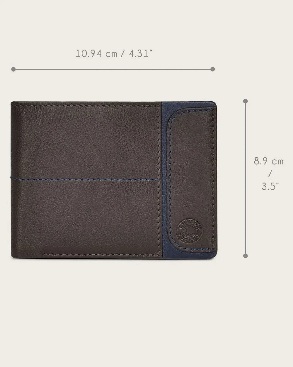 Brown bifold bovine wallet