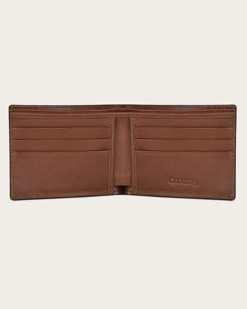 Brown bifold exotic wallet