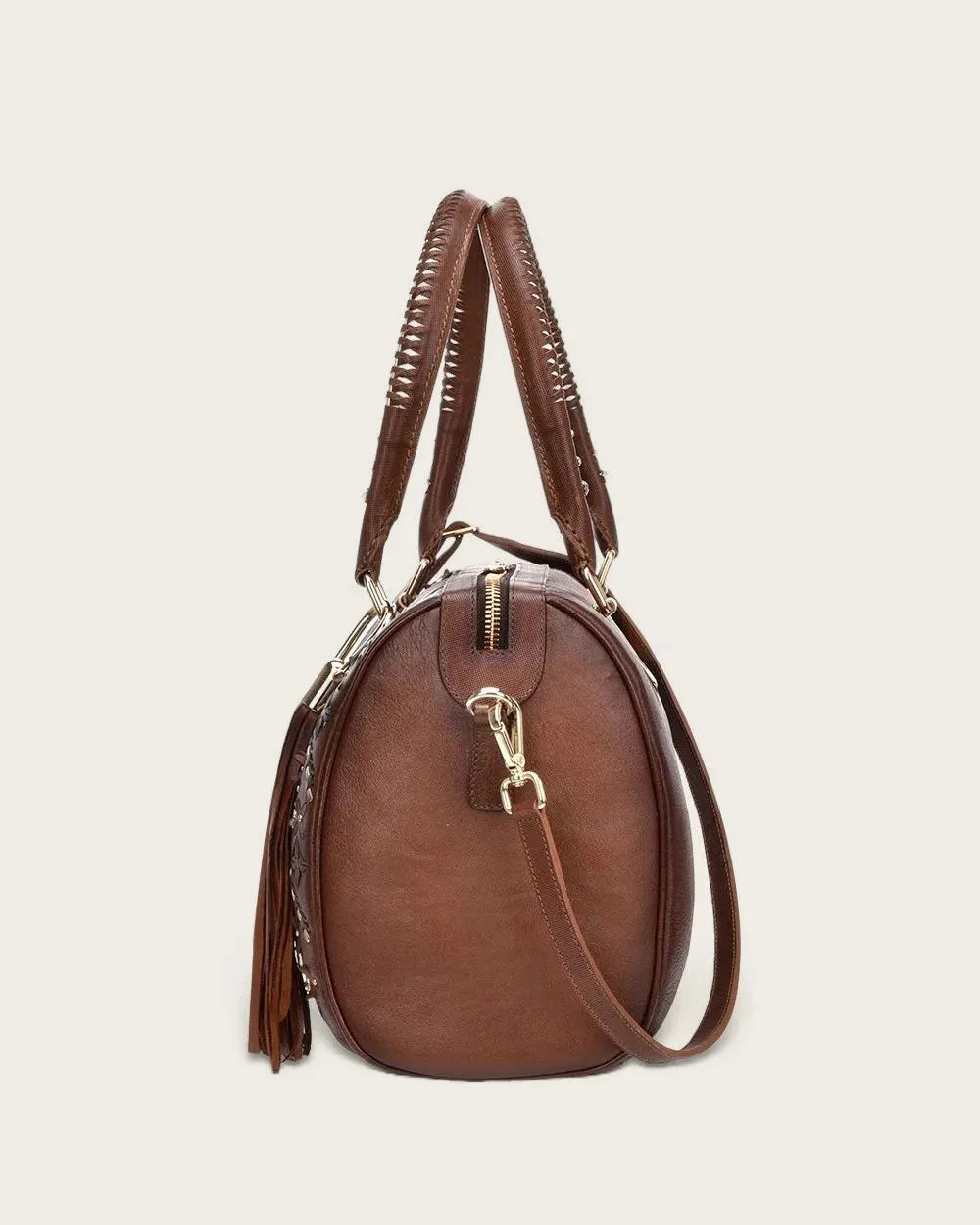 Brown bowling handbag