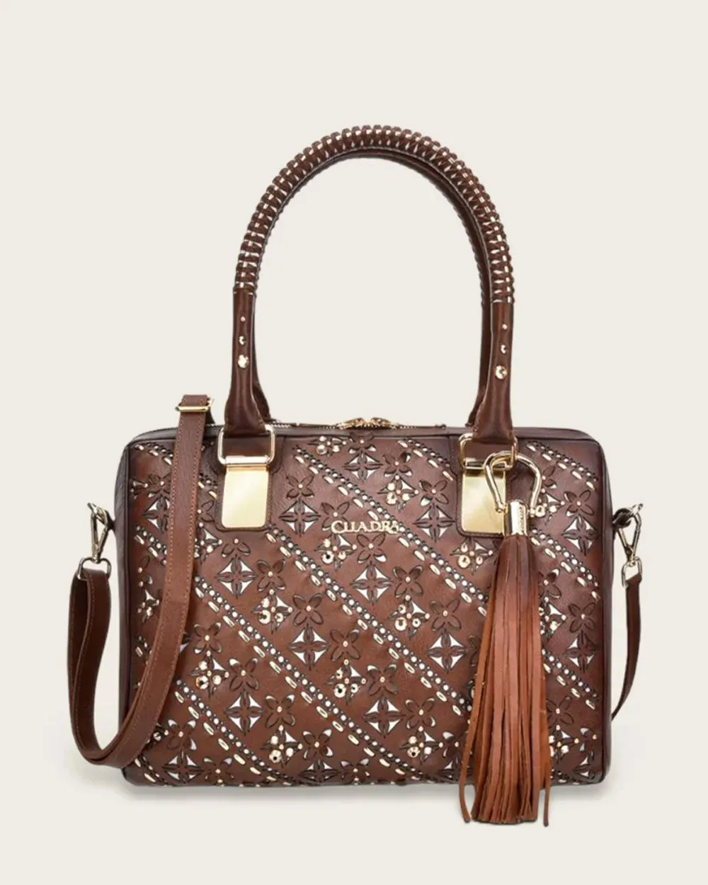 Brown bowling handbag