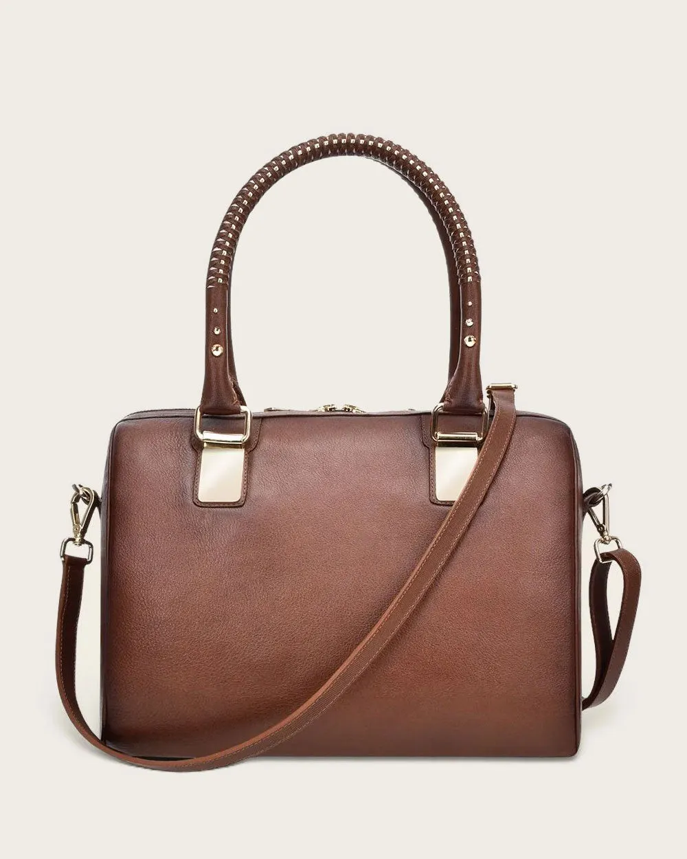 Brown bowling handbag