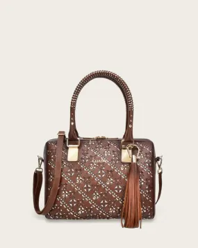 Brown bowling handbag