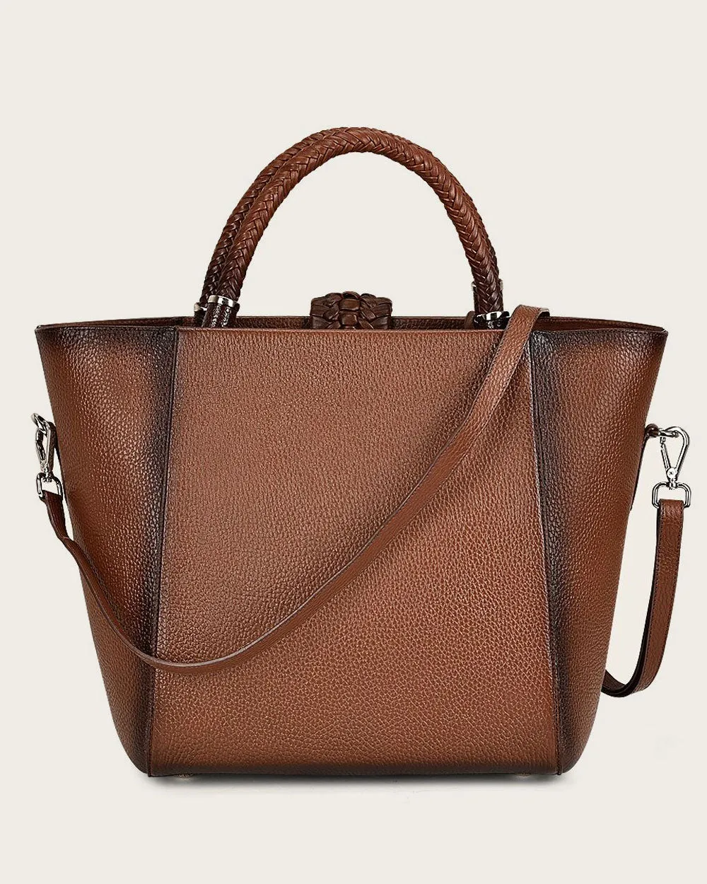 Brown handmade tote handbag