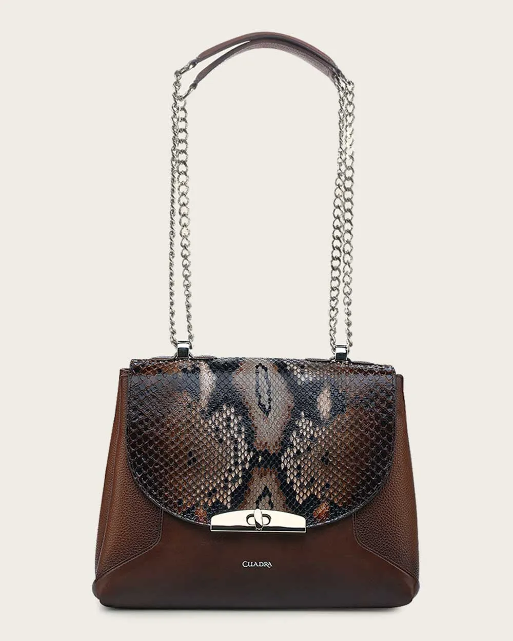 BROWN SHOULDER EXOTIC HANDBAG