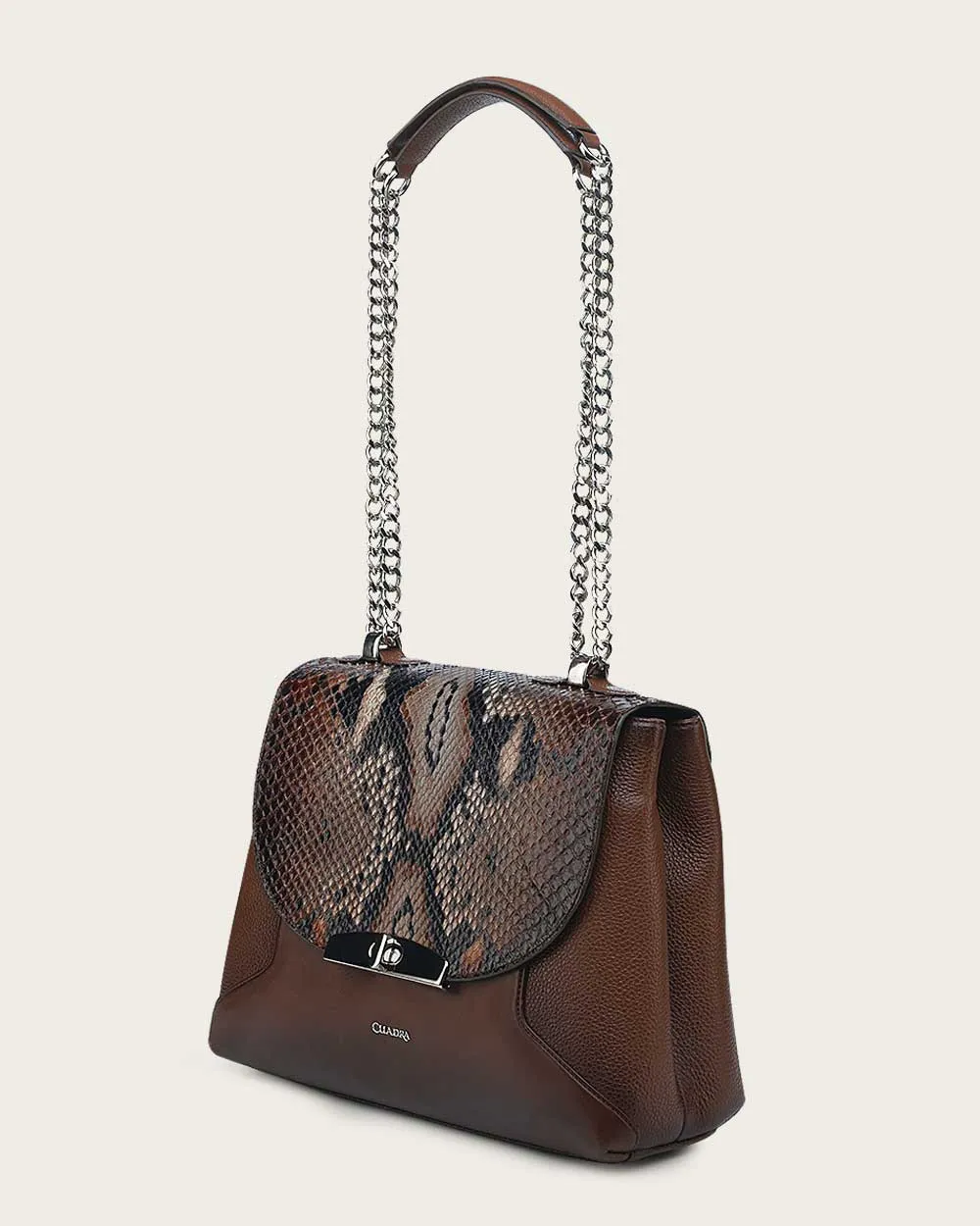 BROWN SHOULDER EXOTIC HANDBAG