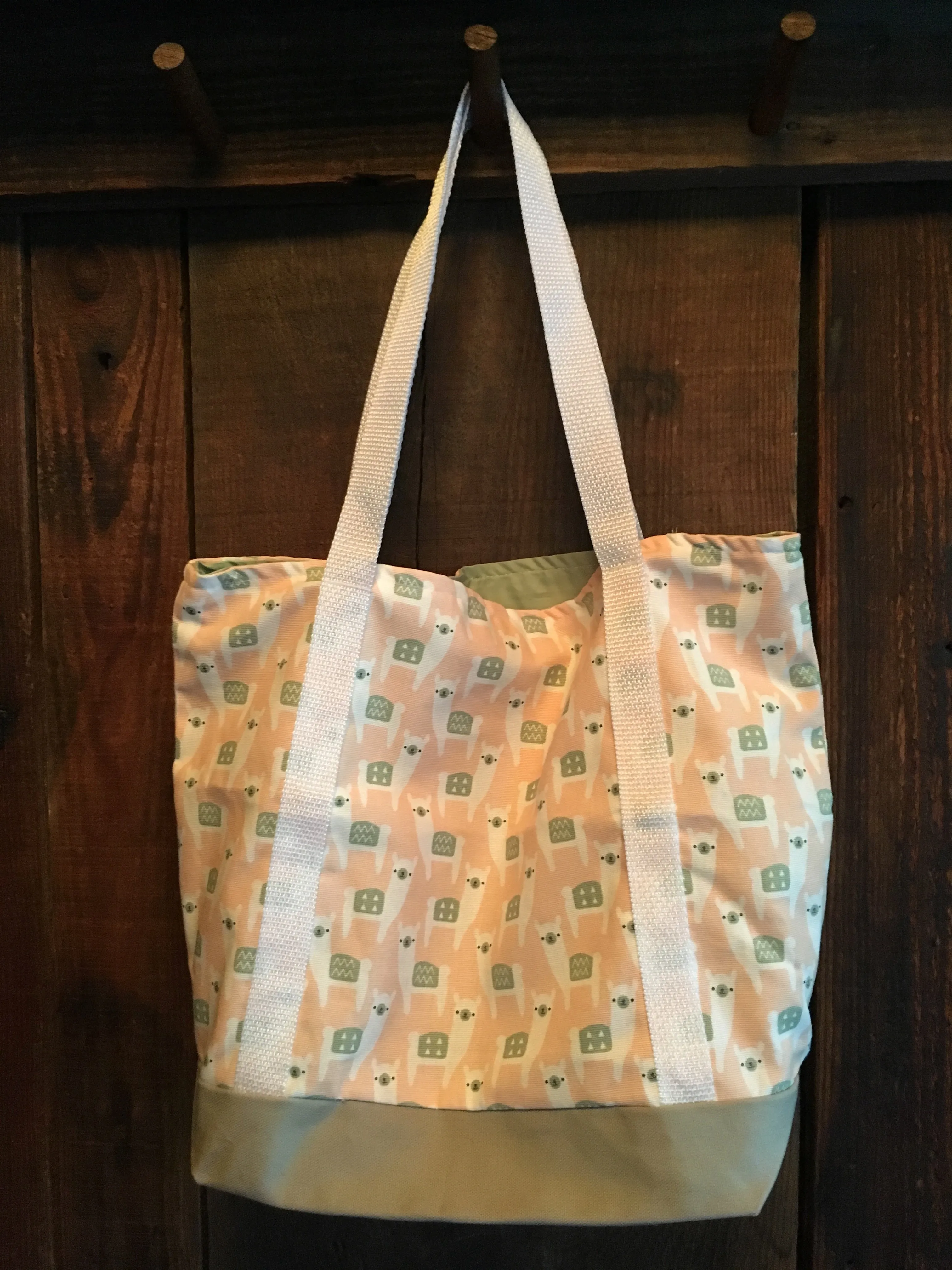 Canvas Alpaca/Sheep Print Tote Bag