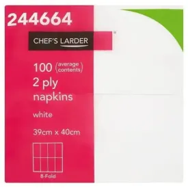 Chefs Larder 100 Napkins White 2 Ply