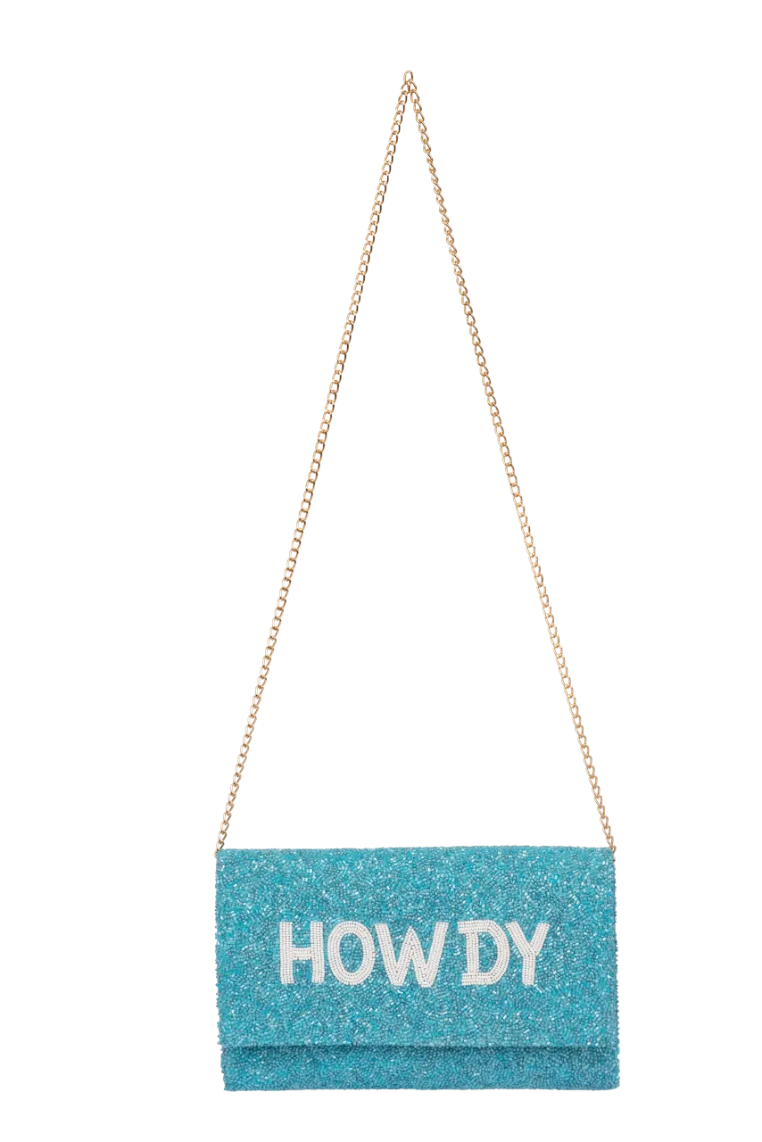 Christina Greene Howdy Beaded Clutch Bag - Turquoise