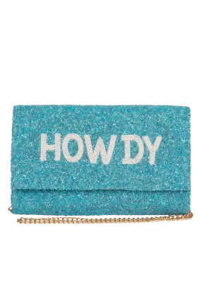 Christina Greene Howdy Beaded Clutch Bag - Turquoise