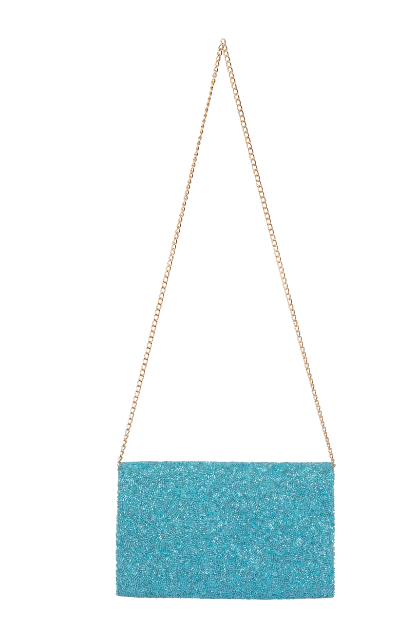 Christina Greene Howdy Beaded Clutch Bag - Turquoise