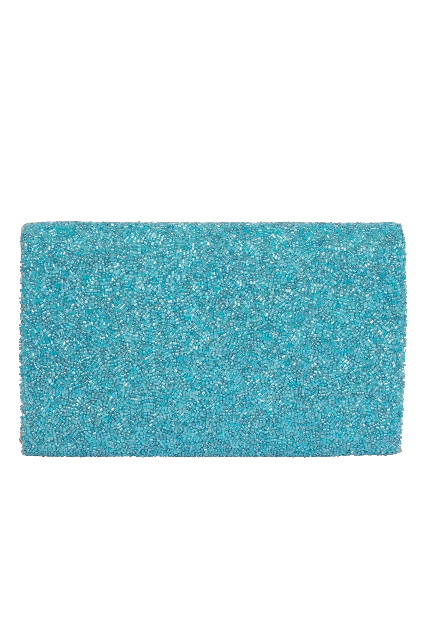 Christina Greene Howdy Beaded Clutch Bag - Turquoise