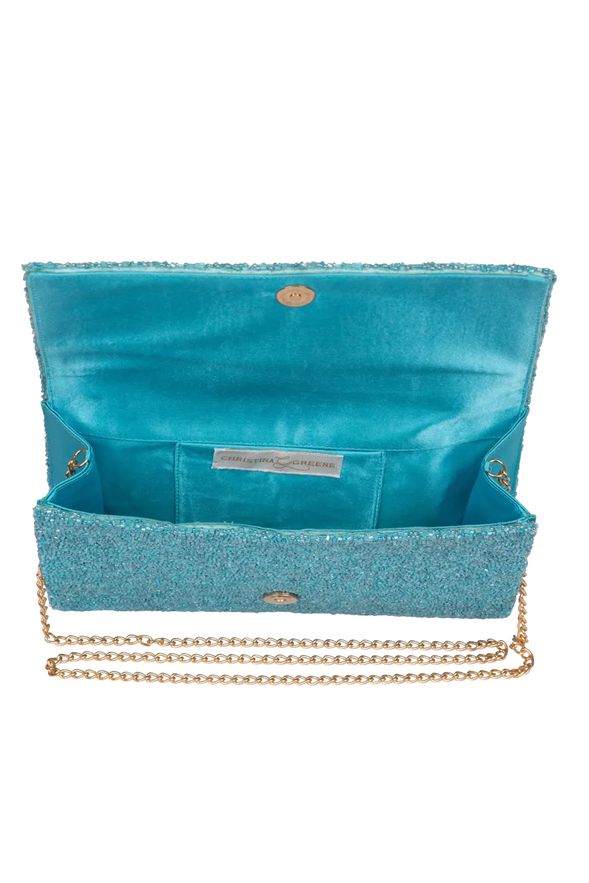 Christina Greene Howdy Beaded Clutch Bag - Turquoise