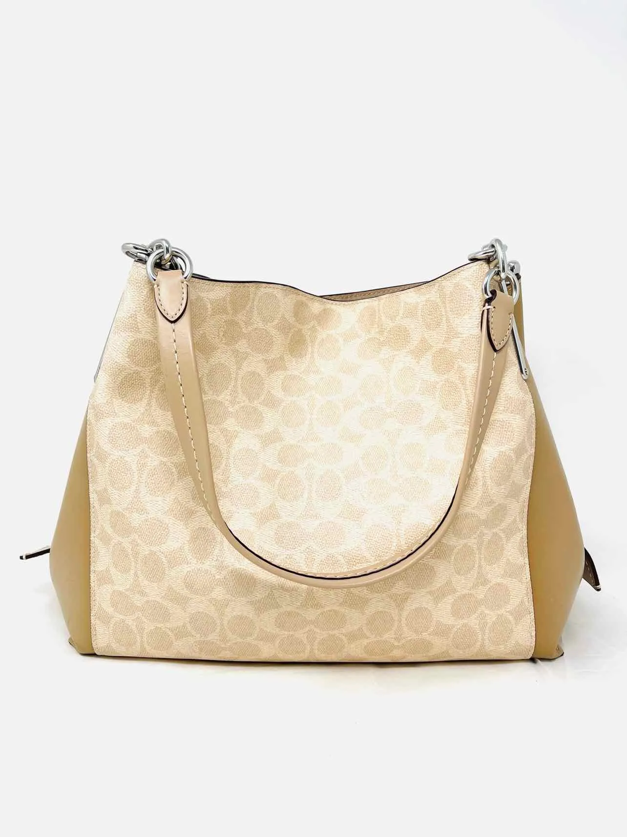 Coach Beige Shoulder Bag Signature AS IS Designer Purse