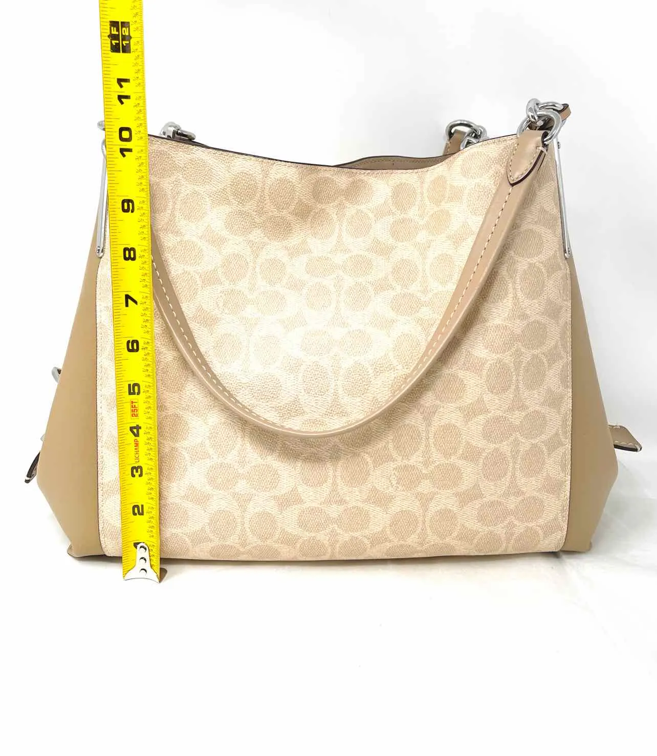 Coach Beige Shoulder Bag Signature AS IS Designer Purse